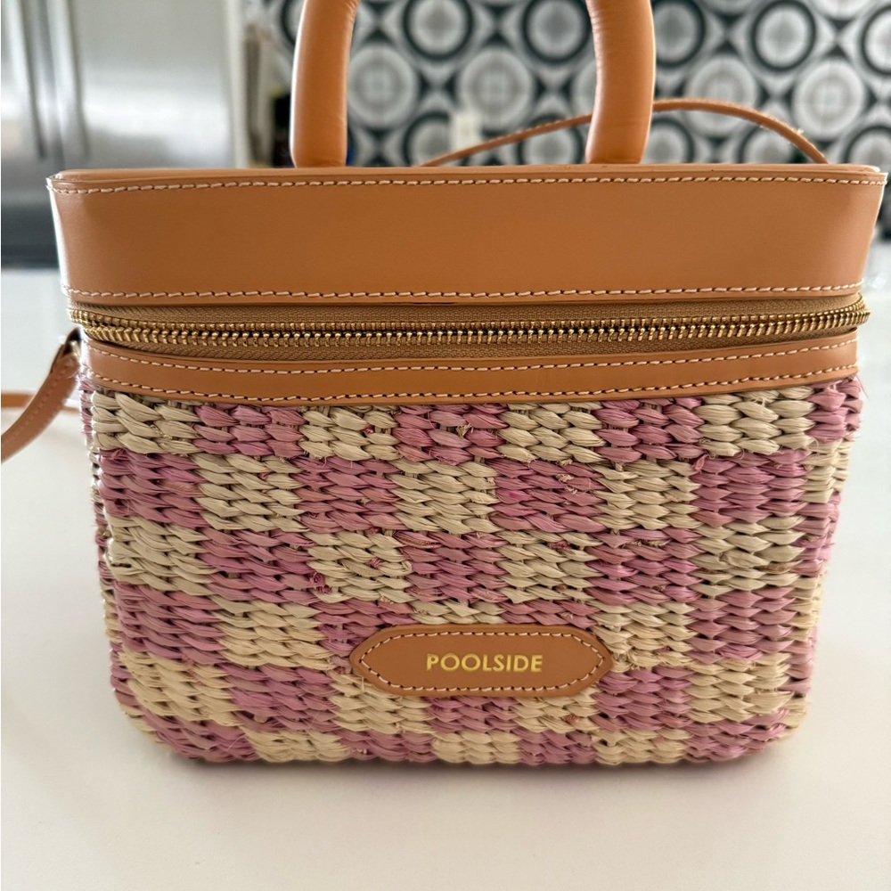 Pink and Tan Woven Bag